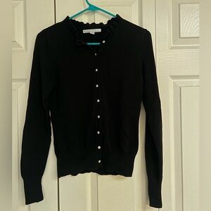 Old Navy Black Cardigan with Ruffled Neckline